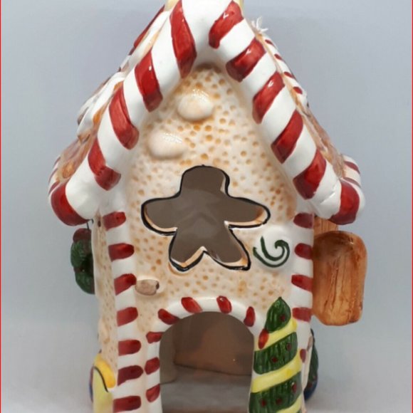 Christmas Ornament Gingerbread House Tea Light Cover or Shelf Display 7x4 - Picture 2 of 5